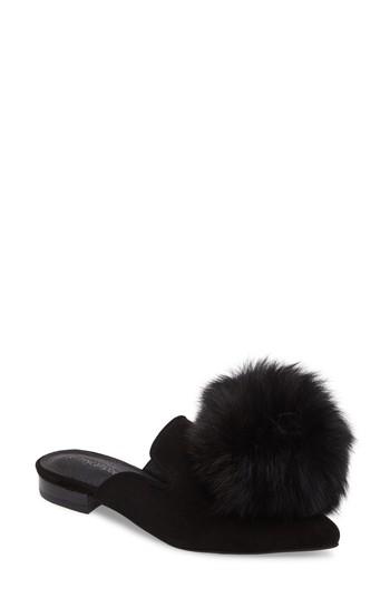Women's Jeffrey Campbell Claes Genuine Fur Pompom Mule .5 M - Black