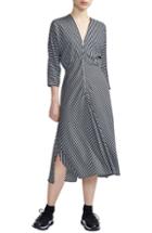 Women's Maje Rava Mix Stripe Midi Dress - Black
