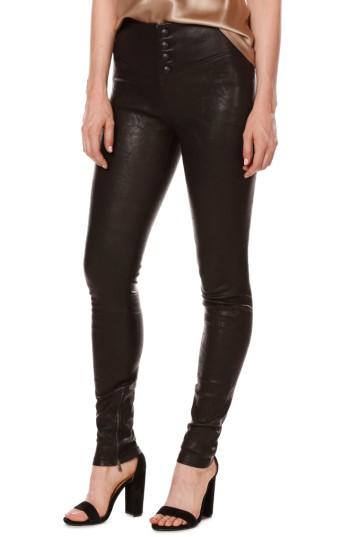 Women's Rosie Hw X Paige Ellery Ankle Zip Leather Pants - Black