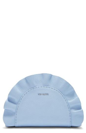 Ted Baker London Ruffle Half Moon Leather Crossbody Bag - Blue