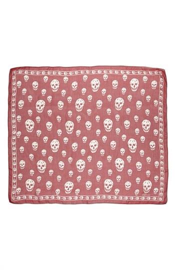Women's Alexander Mcqueen 'skull' Chiffon Scarf, Size - White