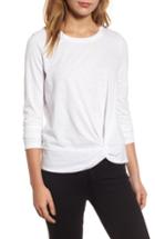 Women's Caslon Long Sleeve Front Knot Tee, Size - Grey