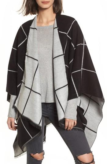 Women's Bp. Reversible Grid Ruana, Size - Black