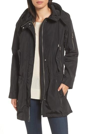Women's Vince Camuto Drawcord Parka - Black