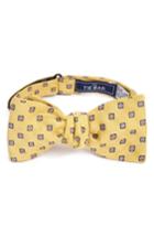 Men's The Tie Bar Medallion Scene Silk & Linen Bow Tie, Size - Yellow