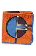 Men's Eton Dot Jacquard Silk Pocket Square, Size - Orange