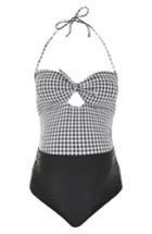Women's Topshop Gingham Maternity One-piece Swimsuit Us (fits Like 0-2) - Black