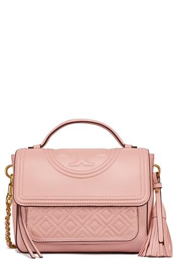 Tory Burch Fleming Quilted Leather Top Handle Satchel - Pink