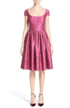 Women's Badgley Mischka Couture Cap Sleeve Brocade Party Dress