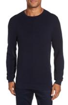 Men's Calibrate Ottoman Ribbed Crewneck Sweater, Size - Blue