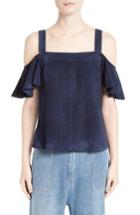 Women's Robert Rodriguez Suede Cold Shoulder Top