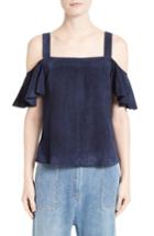 Women's Robert Rodriguez Suede Cold Shoulder Top