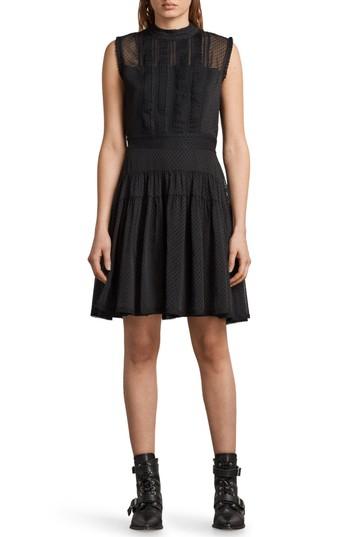 Women's Allsaints Myra Dot Pintuck Dress - Black