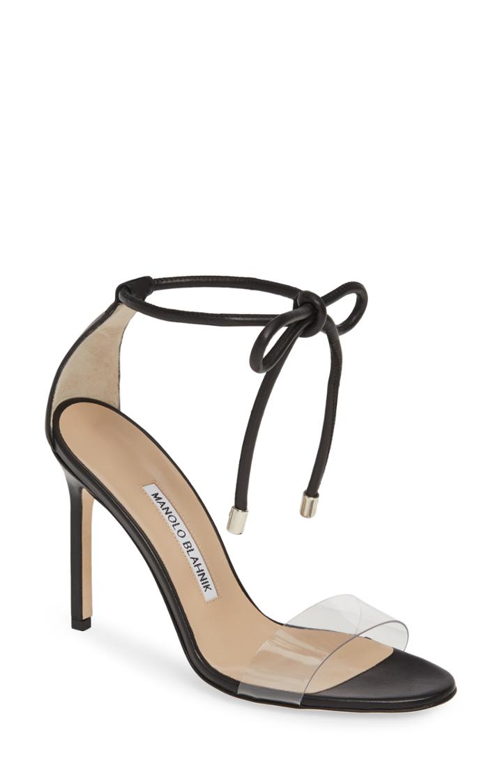 Women's Manolo Blahnik Estro Ankle Tie Sandal Us / 34eu - Black