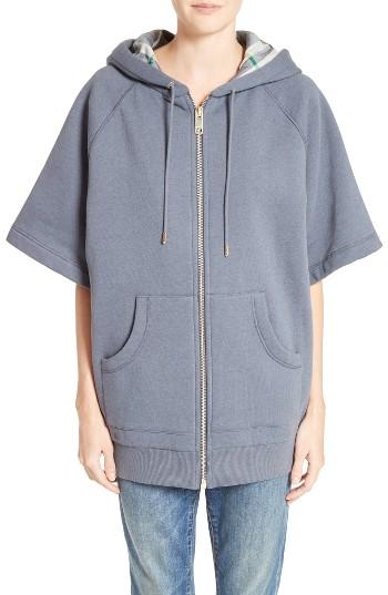 Women's Burberry Lima Cotton Blend Hoodie - Blue