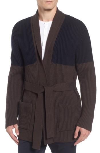 Men's Eleventy Colorblock Wool Wrap Sweater