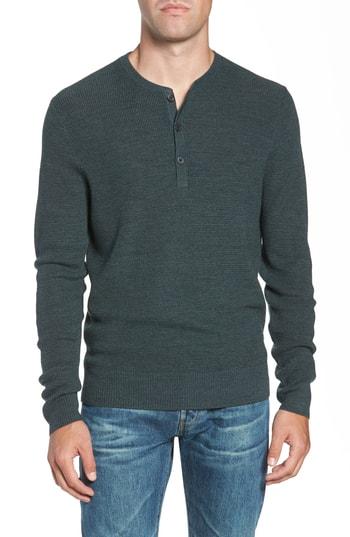 Men's Nordstrom Men's Shop Merino Wool Blend Thermal Henley, Size - Grey