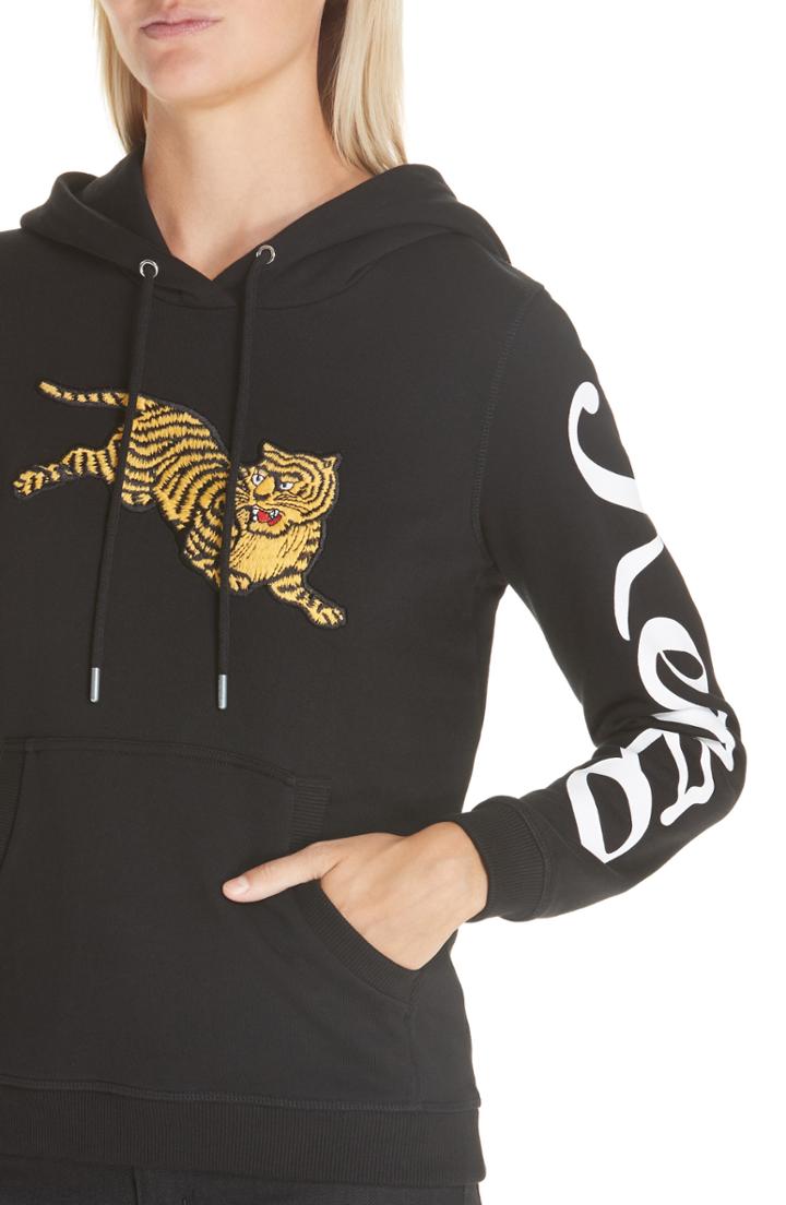 Women's Kenzo Jumping Tiger Hoodie - Black