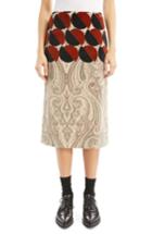 Women's Dries Van Noten Mix Print Velvet Pencil Skirt Us / 34 Fr - Ivory