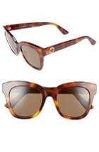Women's Gucci 50mm Cat Eye Sunglasses - Havana/ Brown