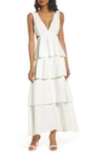 Women's Bardot Cutout Detail Tiered Maxi Dress - White