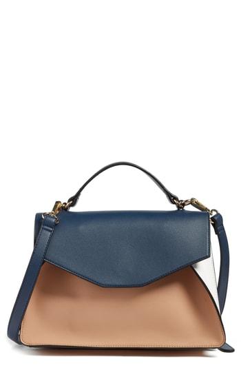 Leith Colorblock Faux Leather Satchel - Blue