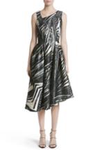 Women's Rubin Singer Metallic Print Asymmetrical Dress - Metallic