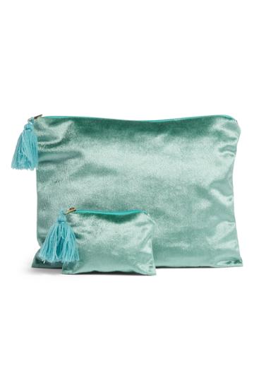 Levtex Set Of 2 Velvet Storage Bags - Green