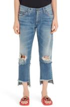Women's Dolce & Gabbana Ripped Crop Step Hem Jeans Us / 44 It - Blue