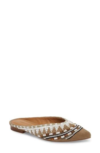 Women's Rebecca Minkoff Roxane Beaded Flat Mule M - Beige