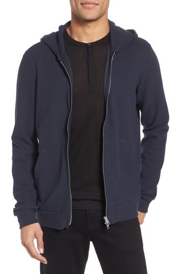 Men's Theory Daulton Ridge Waffle Knit Zip Hoodie - Blue