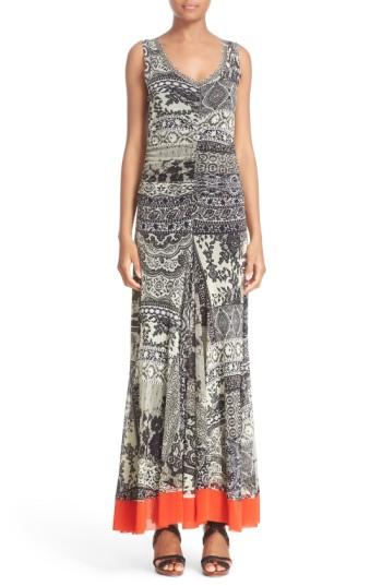 Women's Fuzzi Ruched Print Tulle Maxi Dress - Black