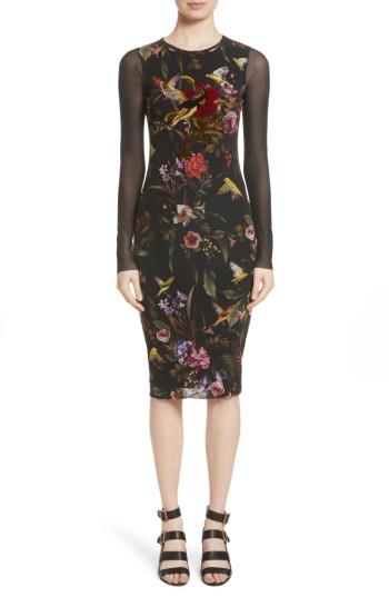 Women's Fuzzi Print Tulle Sheath Dress - Black
