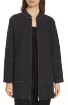 Women's Eileen Fisher Long Bomber Jacket, Size - Black