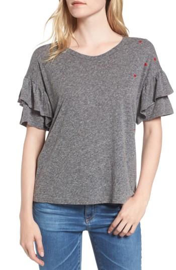 Women's Sundry Ruffle Sleeve T-shirt - Grey