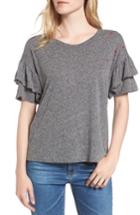 Women's Sundry Ruffle Sleeve T-shirt - Grey