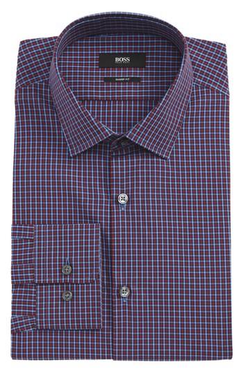 Men's Boss Marley Sharp Fit Check Dress Shirt L - Red