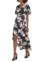 Women's Mimi Chica Ruffle Sleeve Floral Maxi Dress - Black