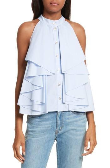 Women's Caroline Constas Adrie Ruffle Blouse - Blue