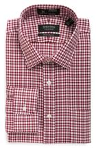 Men's Nordstrom Men's Shop Smartcare(tm) Traditional Fit Plaid Dress Shirt .5 33 - Burgundy