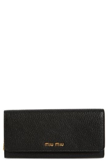 Women's Miu Miu Madras Goatskin Leather Continental Wallet -