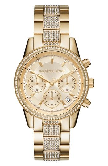 Women's Michael Kors Ritz Pave Chronograph Bracelet Watch, 37mm