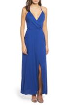 Women's Leith Faux Wrap Maxi Dress, Size - Blue