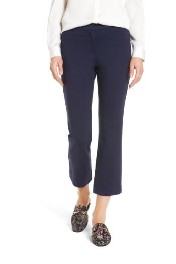 Petite Women's Halogen Kick Flare Knit Ankle Pants P - Blue