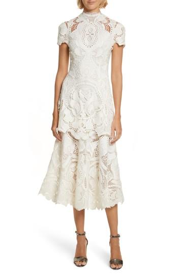 Women's Jonathan Simkhai Applique Lace Midi Dress - Ivory