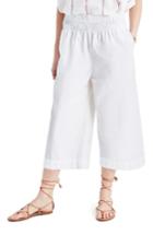 Women's Madewell Smocked High Waist Culottes, Size - White