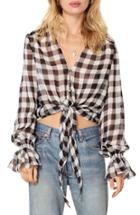 Women's The East Order Lia Check Tie Front Blouse - Black