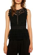 Women's Bardot Delilah Lace Peplum Sleeveless Blouse - Black