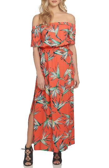 Women's 1.state Off The Shoulder Blouson Maxi Dress - Coral