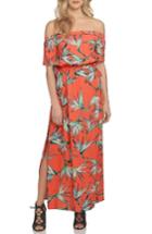 Women's 1.state Off The Shoulder Blouson Maxi Dress - Coral